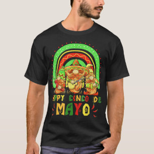 Cute Gnome Cinco De Mayo Rainbow Meican Fiesta Mat T-Shirt