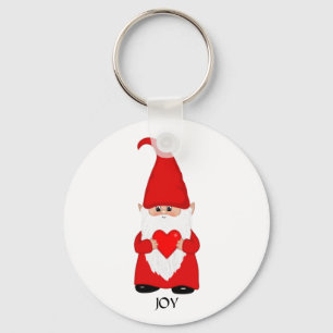 Cute Gnome Dressed in Red with Heart Keychain