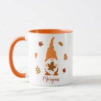 Cute Gnome Fall Custom Name Falling Leaves