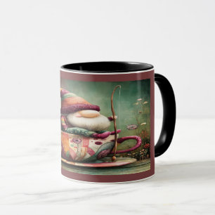 Cute Gnome Fishing in a Teacup Whimsical Mug