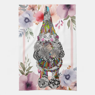 Cute Gnome Floral Kitchen Towel