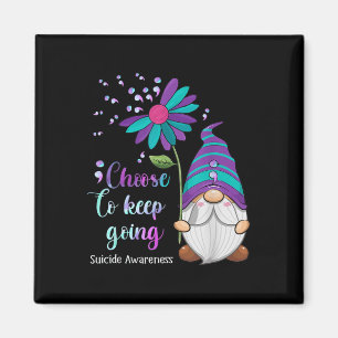 Cute Gnome Flower Suicide Prevention Awareness Mon Magnet