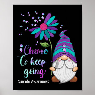 Cute Gnome Flower Suicide Prevention Awareness Mon Poster
