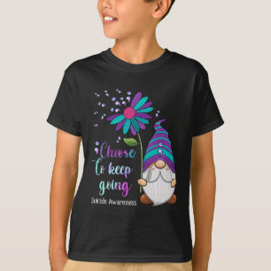 Cute Gnome Flower Suicide Prevention Awareness Mon T-Shirt