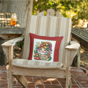 Cute gnome garden welcome outdoor pillow