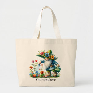 Cute gnome gardening lovers  large tote bag
