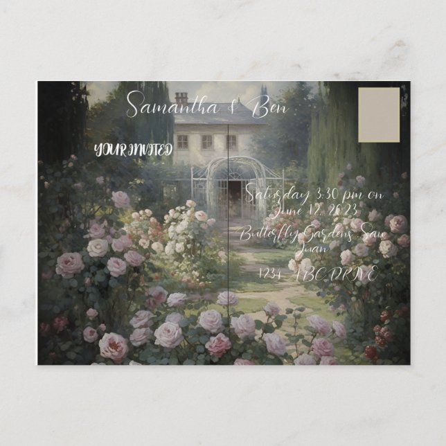 Cute Gnome Getting Married Announcement Postcard (Back)