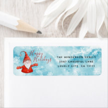Cute Gnome Happy Holidays Christmas Return Address