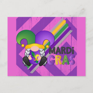 Cute Gnome Happy Mardi Gras Postcard