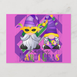 Cute Gnome Happy Mardi Gras Postcard