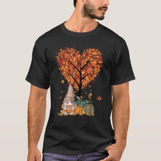 Cute Gnome Happy Thanksgiving Fall Leaves Pumpkin T-Shirt