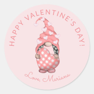 Cute Gnome Happy Valentines Day Party Favours Classic Round Sticker