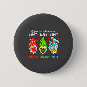 Cute Gnome Happy Valentines St Patricks Easter Hol 2 Inch Round Button