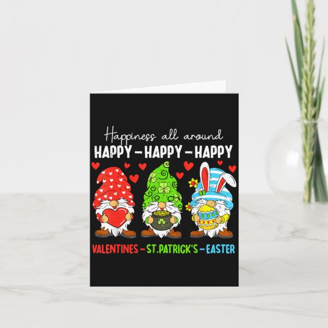 Cute Gnome Happy Valentines St Patricks Easter Hol Card (Front)
