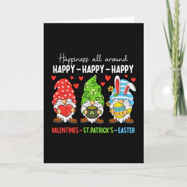 Cute Gnome Happy Valentines St Patricks Easter Hol Card (Front)