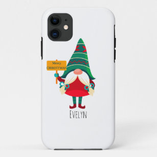 Cute Gnome Holding Placard with Greetings Case-Mate iPhone Case