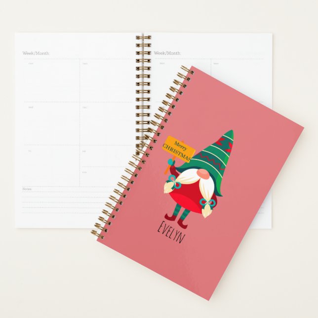 Cute Gnome Holding Placard with Greetings Planner (Display)