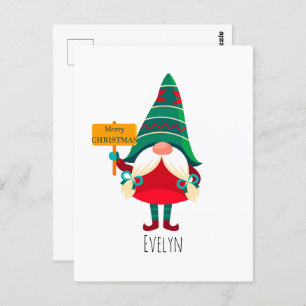Cute Gnome Holding Placard with Greetings Postcard
