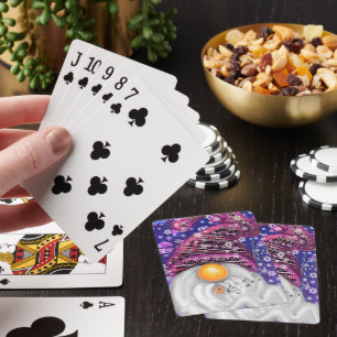 Cute Gnome In Purple Hat Sings A Christmas Song Playing Cards