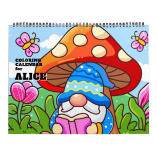 Cute Gnome Kids Colouring Calendar