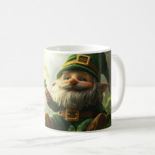 Cute gnome leprechaun with shamrocks and clovers coffee mug