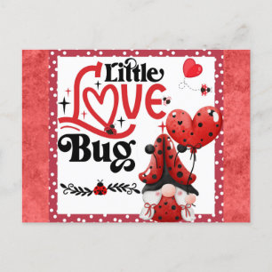 Cute Gnome Little Love Bug Ladybug Valentines Day Postcard