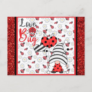 Cute Gnome Love Bug Ladybug Valentines Day Postcard