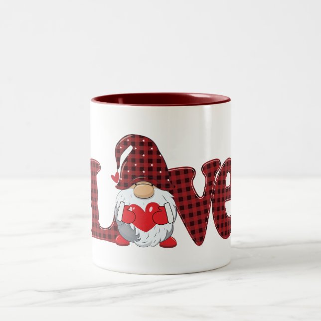 Cute Gnome/Love Valentine's Day Two-Tone Coffee Mug (Center)