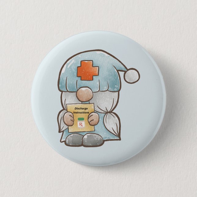 Cute Gnome Medical Nurse  2 Inch Round Button (Front)
