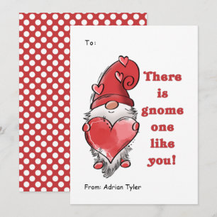Cute Gnome One Like You Classroom Valentines Day   Holiday Card