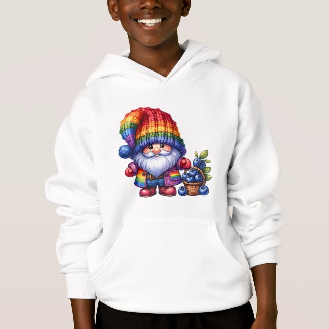 Cute Gnome Picking Blackberries in a Forest Scene (Front)