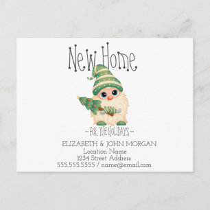 Cute Gnome,Pine Tee Holidays New Address Announcement Postcard