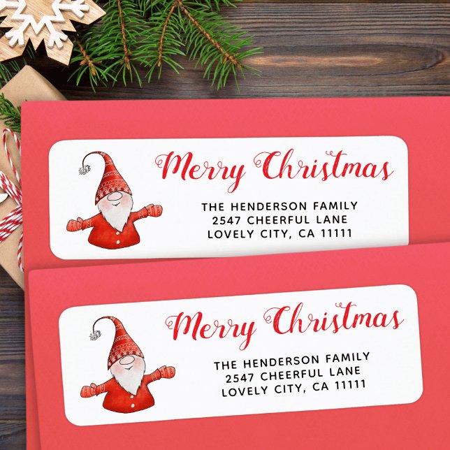 Cute Gnome Rouge et blanc Adresse de Noël (Créateur téléchargé)