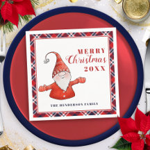 Cute Gnome Rustic Personalized Merry Christmas