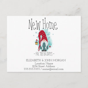 Cute Gnome Snowfakes Holidays New Address Announcement Postcard