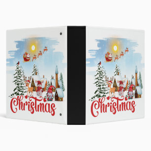 Cute Gnome, Snowman Celebrating Christmas Holiday Binder