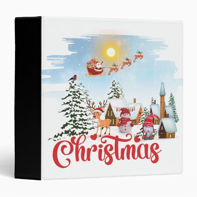 Cute Gnome, Snowman Celebrating Christmas Holiday Binder (Front/Spine)