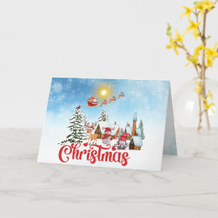 Cute Gnome, Snowman Celebrating Christmas Holiday Card