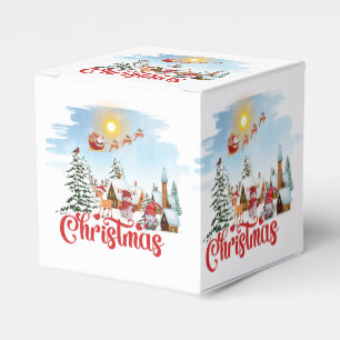 Cute Gnome, Snowman Celebrating Christmas Holiday Favor Box