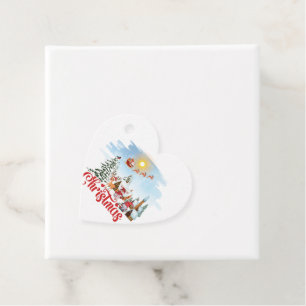 Cute Gnome, Snowman Celebrating Christmas Holiday Favour Tags