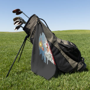 Cute Gnome, Snowman Celebrating Christmas Holiday Golf Towel