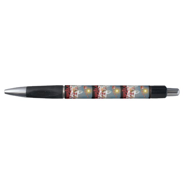 Cute Gnome, Snowman Celebrating Christmas Holiday Pen (Front)