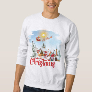 Cute Gnome, Snowman Celebrating Christmas Holiday Sweatshirt