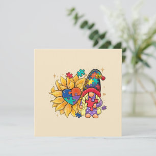 Cute Gnome, Sunflower & Heart Autism Awareness