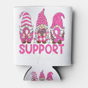 Cute Gnome Support Squad Breast Cancer Awareness Can Cooler
