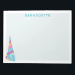 Cute Gnome Unicorn Magical Colorful Custom Name Notepad<br><div class="desc">This cute notepad features a whimsical and magical unicorn gnome illustration in blue and purple. Personalize it with your name. Great gift idea.</div>