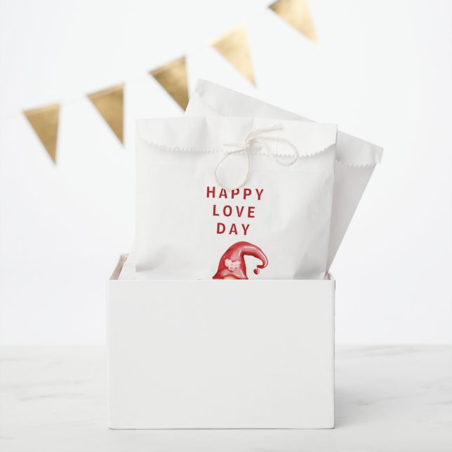 Cute Gnome Valentine Day Red Heart Valentine  Favour Bag (Party)