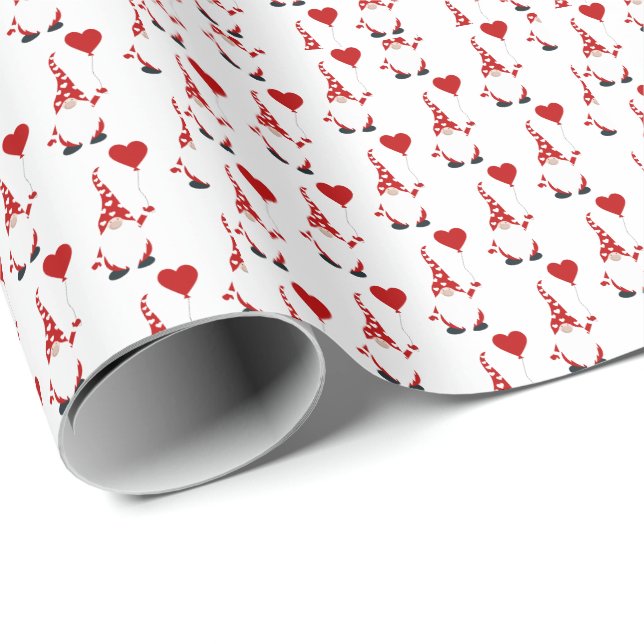Cute Gnome Valentine Wrapping Paper (Roll Corner)