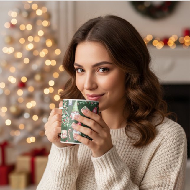 Cute Gnome Watercolor Christmas Pattern Coffee Mug (Creator Uploaded)