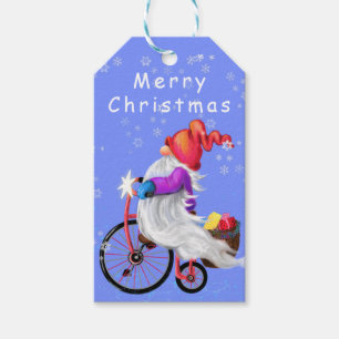 Cute Gnome with Bike Christmas Gift Tags